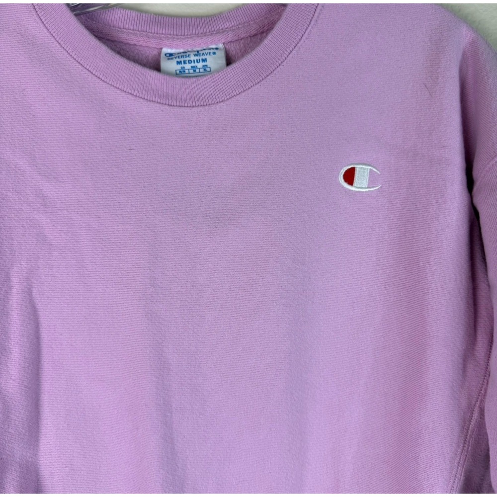 Champion Sweatshirt Women Medium Reverse Weave GF750 Pink Pullover Crewneck Logo - Picture 3 of 6